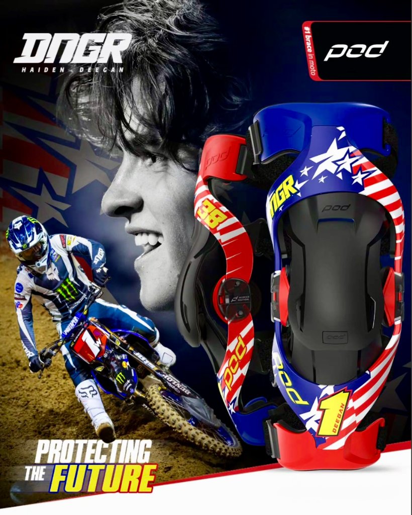 POD K4 2.0 LE 2 Danger Boy Knee Brace – Haiden Deegan signature limited edition with red and blue graphics