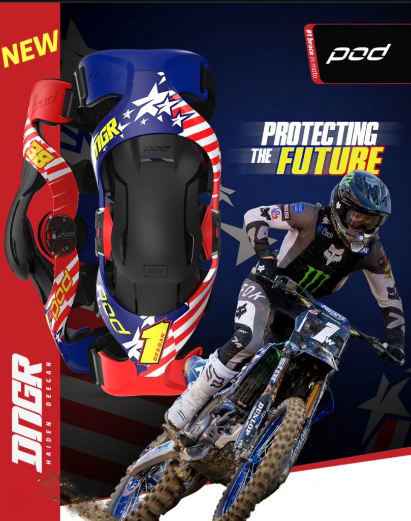 POD K4 2.0 LE 2 Danger Boy Knee Brace – adaptive red and blue cuffs and Human Motion hinge system