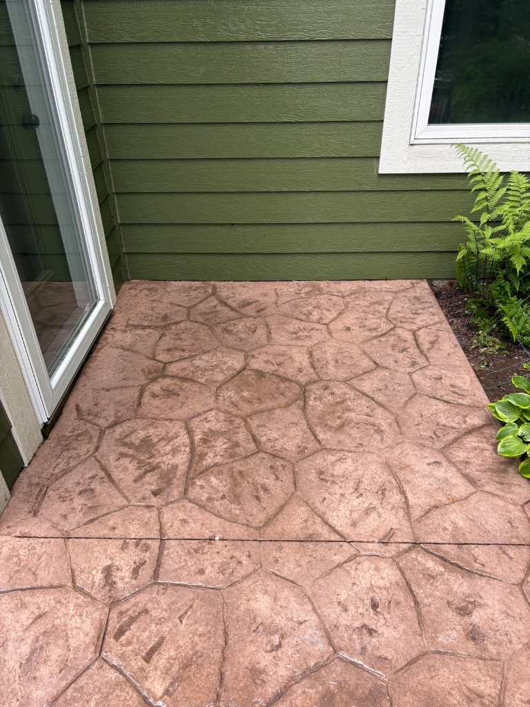 Stamped Concrete Patio after cleaning by Twin Jet Pressure Wash