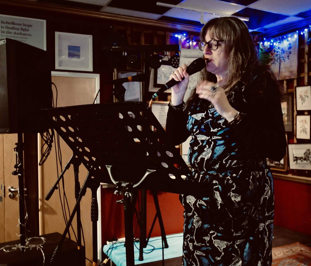 Singer performing live