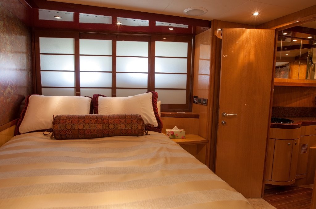 Forward saloon — panoramic dining with harbour views