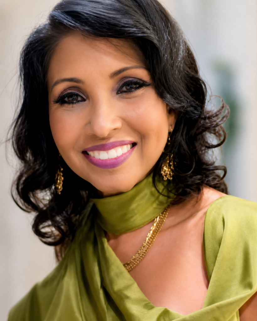 Yolanda Porter, fashion visionary and confidence stylist, in an elegant sage green ensemble