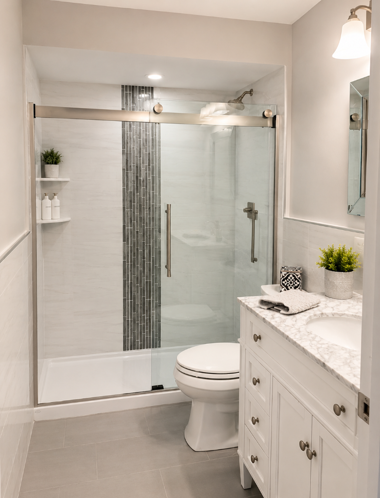 Modern bathroom with glass shower