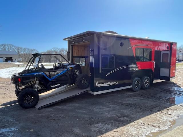 Red and black toy hauler with Polaris
