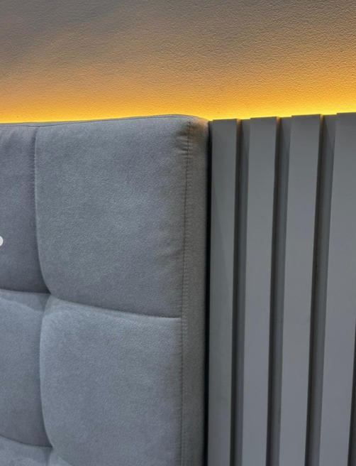Cabeceira com Iluminação — Suede Cinza