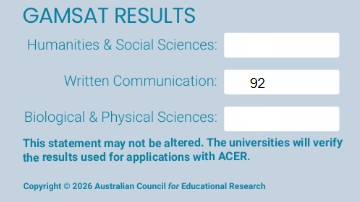 GAMSAT Written Communication score result: Highest recorded Section 2 score, verified