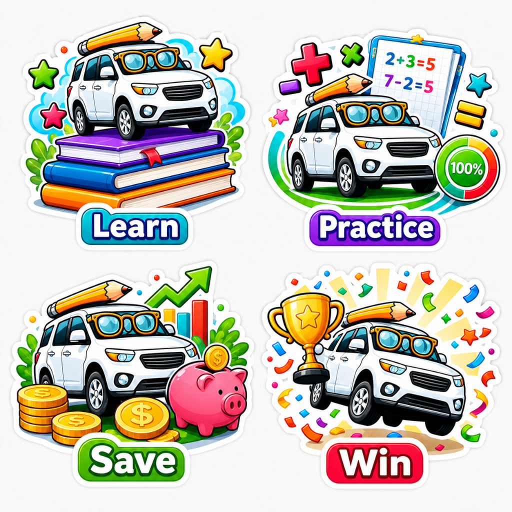 Learn Practice Save Win stickers