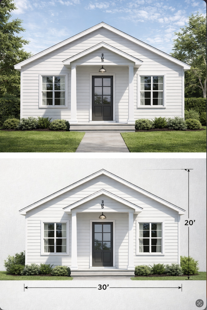 Classic white ADU with front porch
