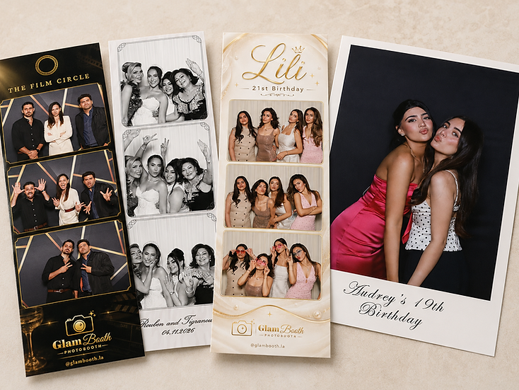 GlamBooth classic printed photo strips designed for an event