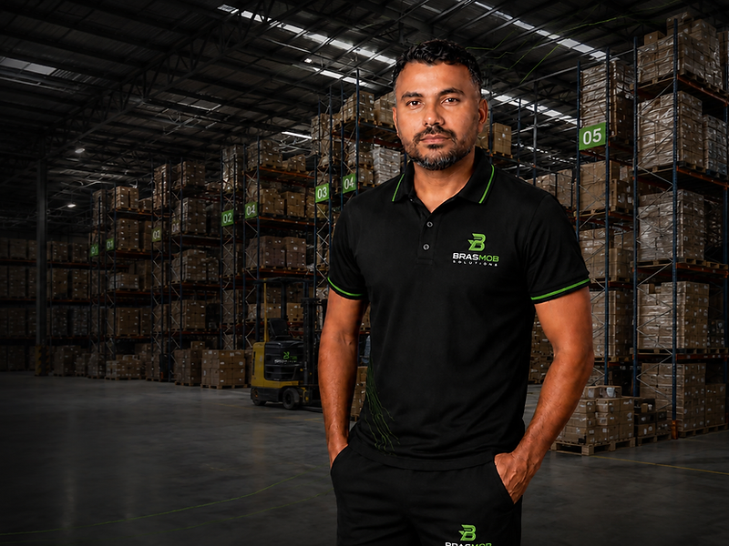 Profissional da Brasmob em centro de distribuição