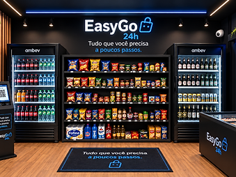 Estrutura interna do mercado autônomo EasyGo Market 24h