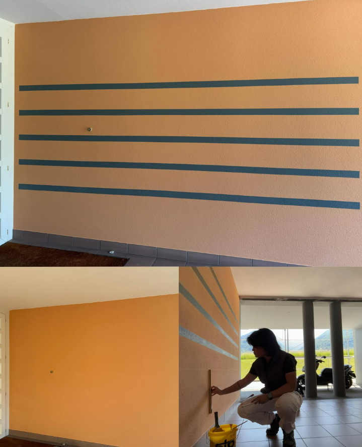 Lavoro di pittura decorativa in corso