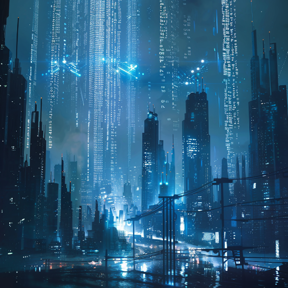 Futuristic learning cityscape