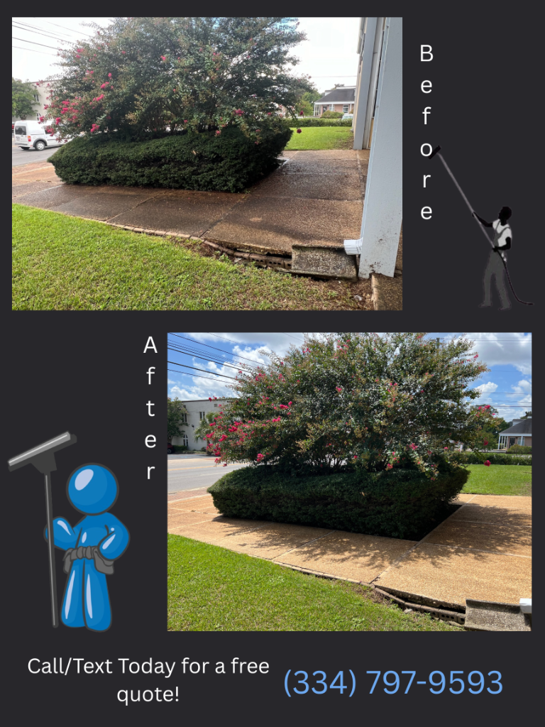 Before and after Concrete & Curb Cleaning at Dothan, AL by EcoClear Dothan