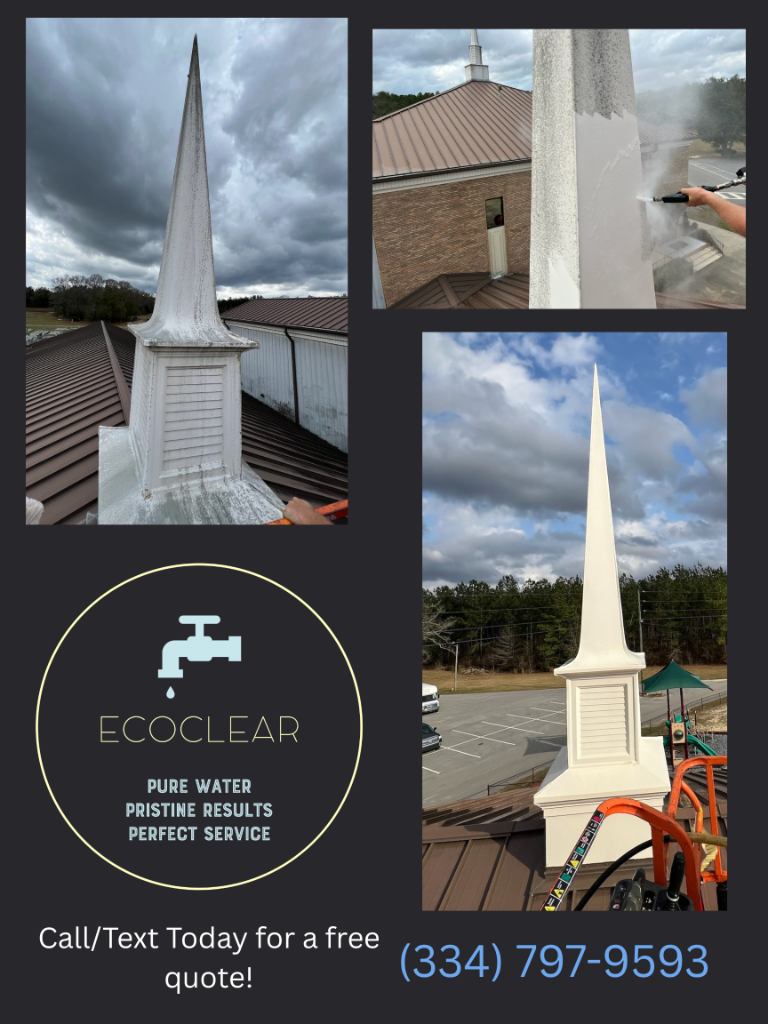 Before and after Soft Washing at Southeast Alabama by EcoClear Dothan