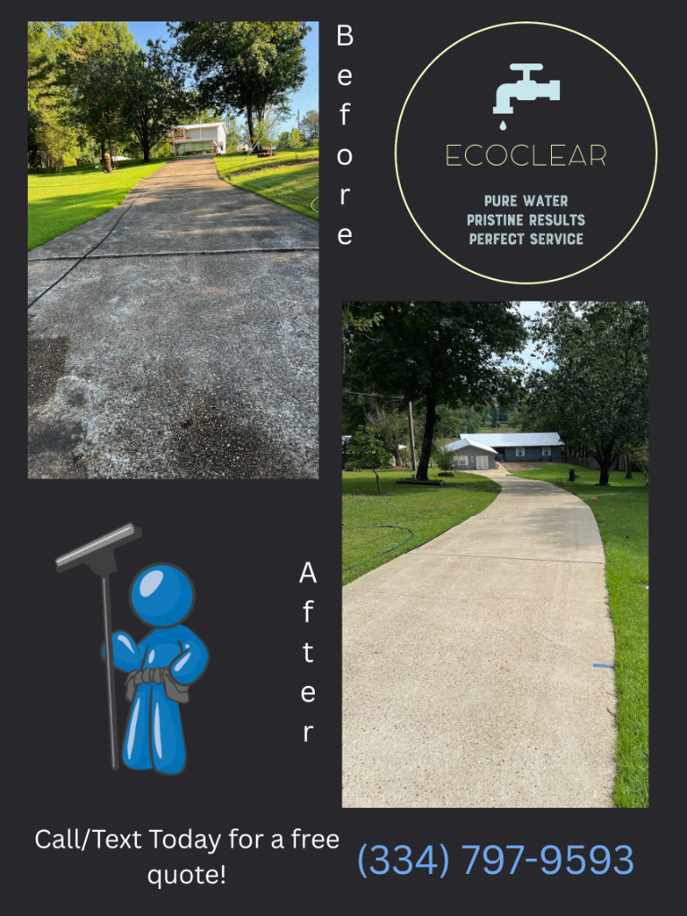 Before and after Concrete Cleaning at Dothan, AL by EcoClear Dothan