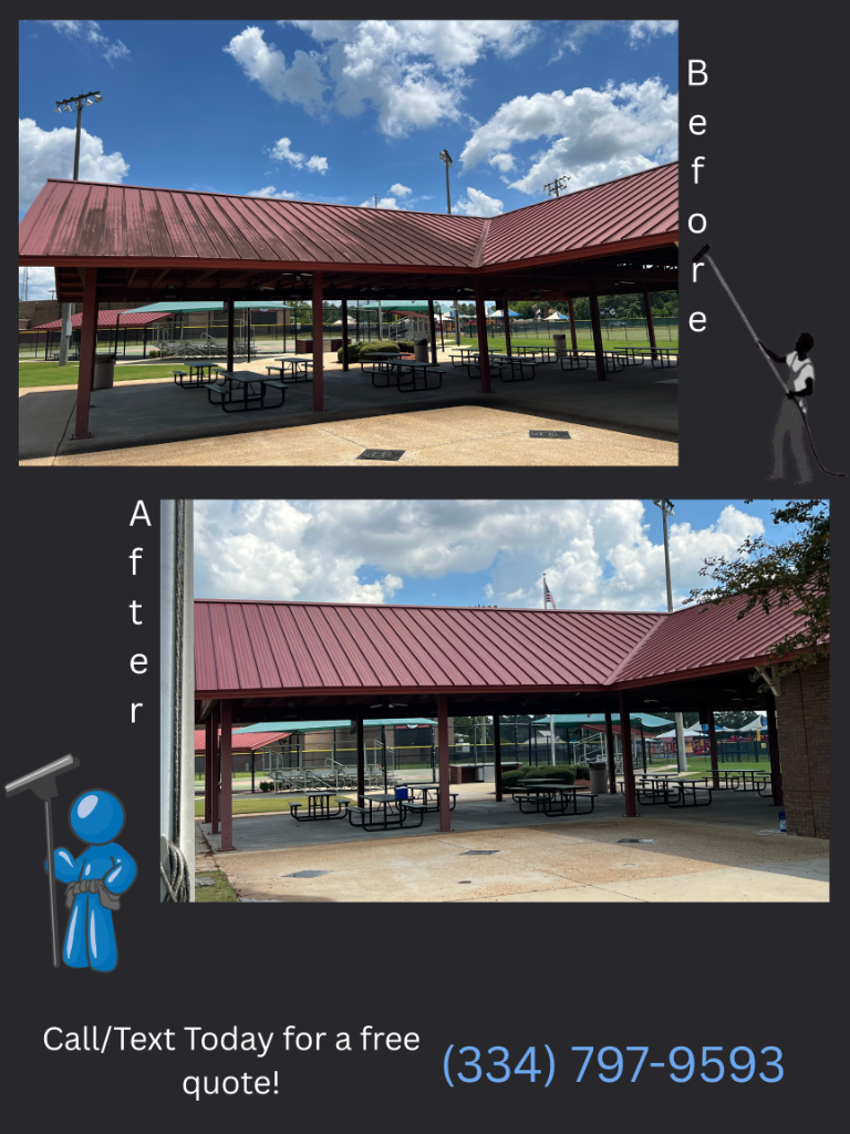 Before and after Roof & Concrete Cleaning at Dothan, AL by EcoClear Dothan