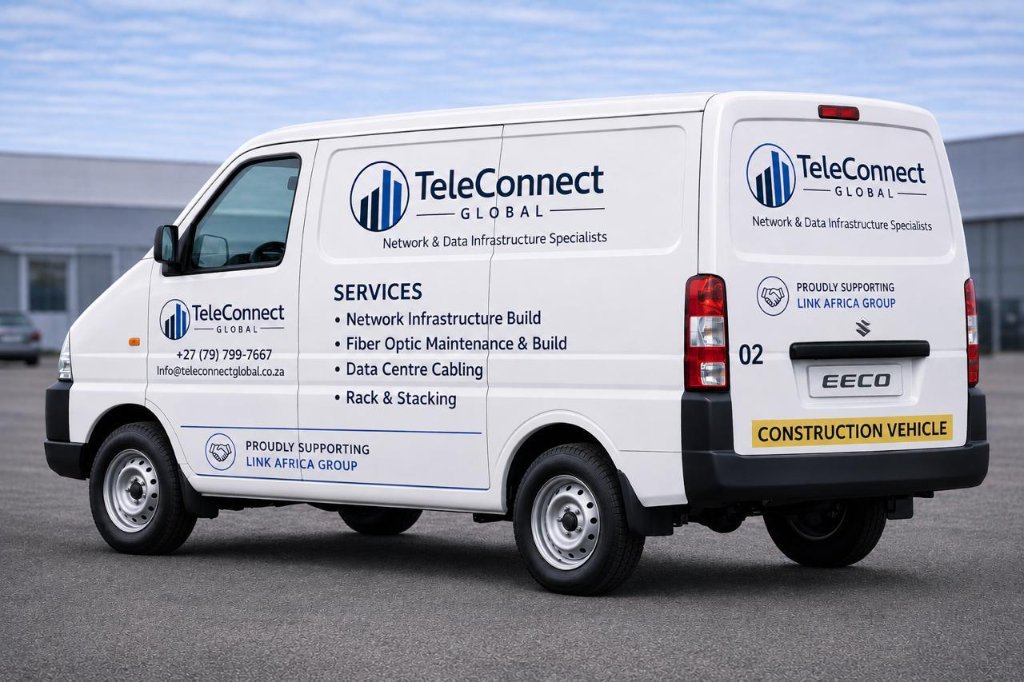 Teleconnect Global service vehicle showcasing professional network infrastructure services