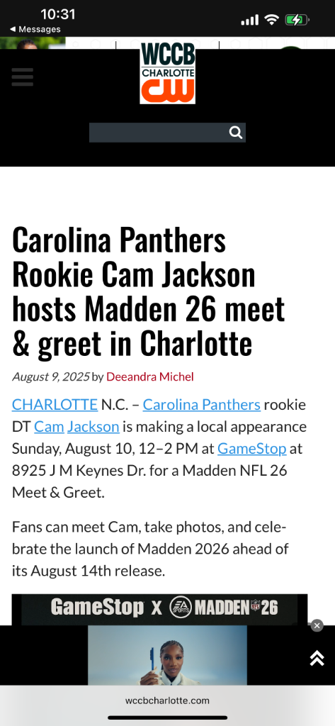 Madden 26 Meet & Greet — Charlotte