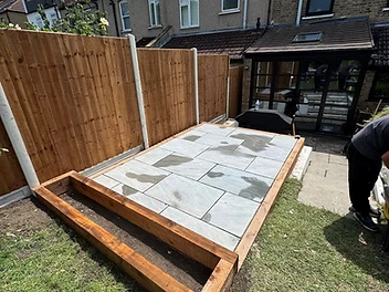 The Conservatory Court — Patio · Sleeper Raised Beds by Rubin Constructions Ltd