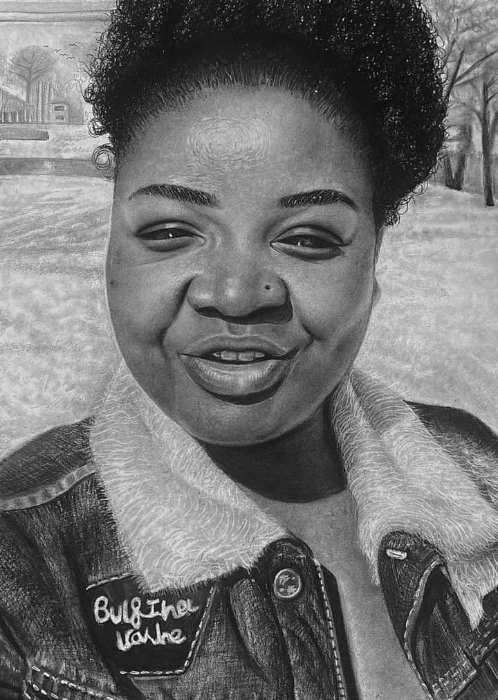 A warm smile against a winter landscape, capturing personality and environment in beautiful balance.