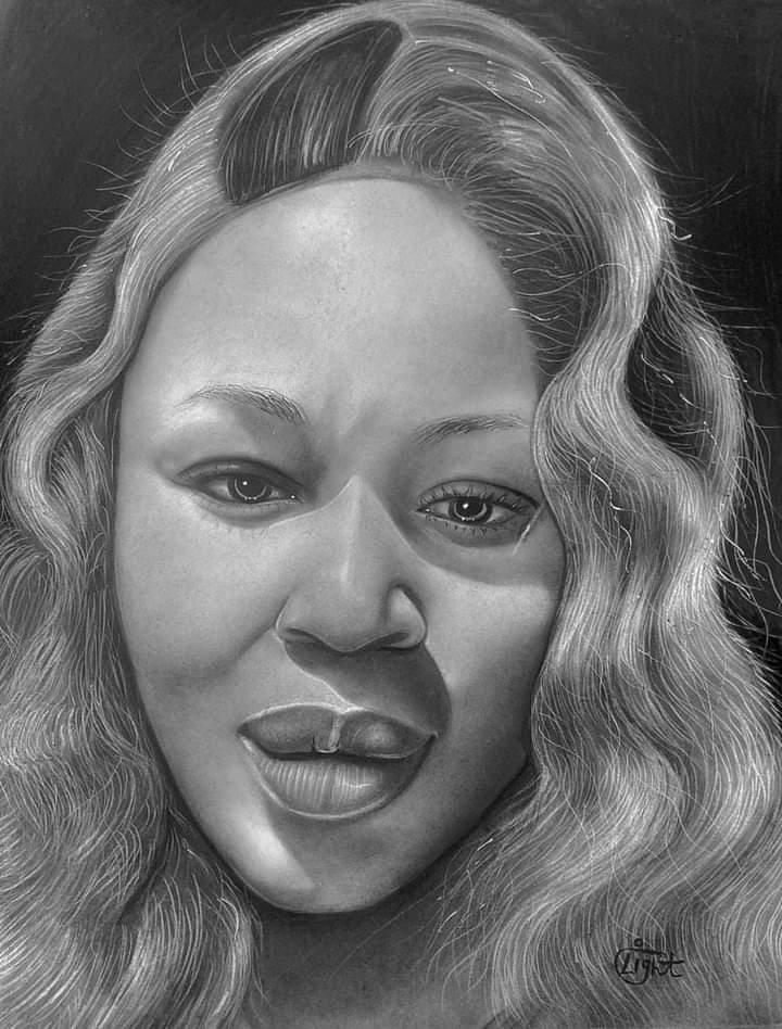 A luminous portrait emerging from a dark background, the interplay of light and shadow creating an ethereal presence.
