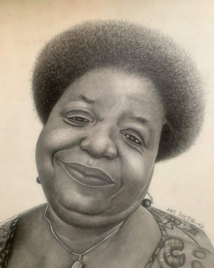 A warm and dignified portrait of an elder, her smile radiating wisdom and grace.