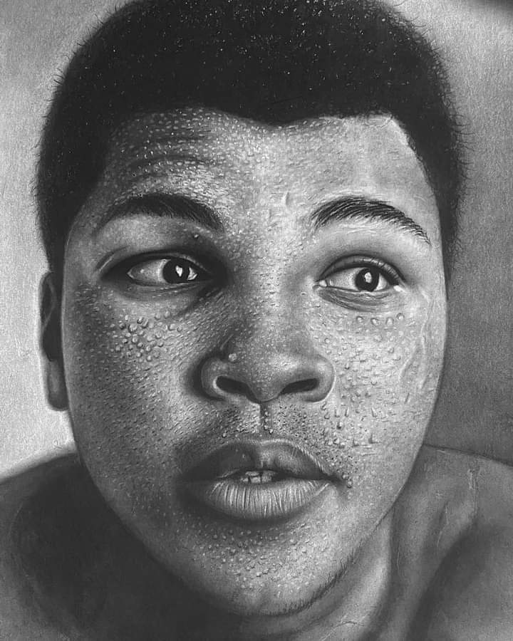 An iconic portrait with every water droplet rendered in astonishing hyper-realistic detail.