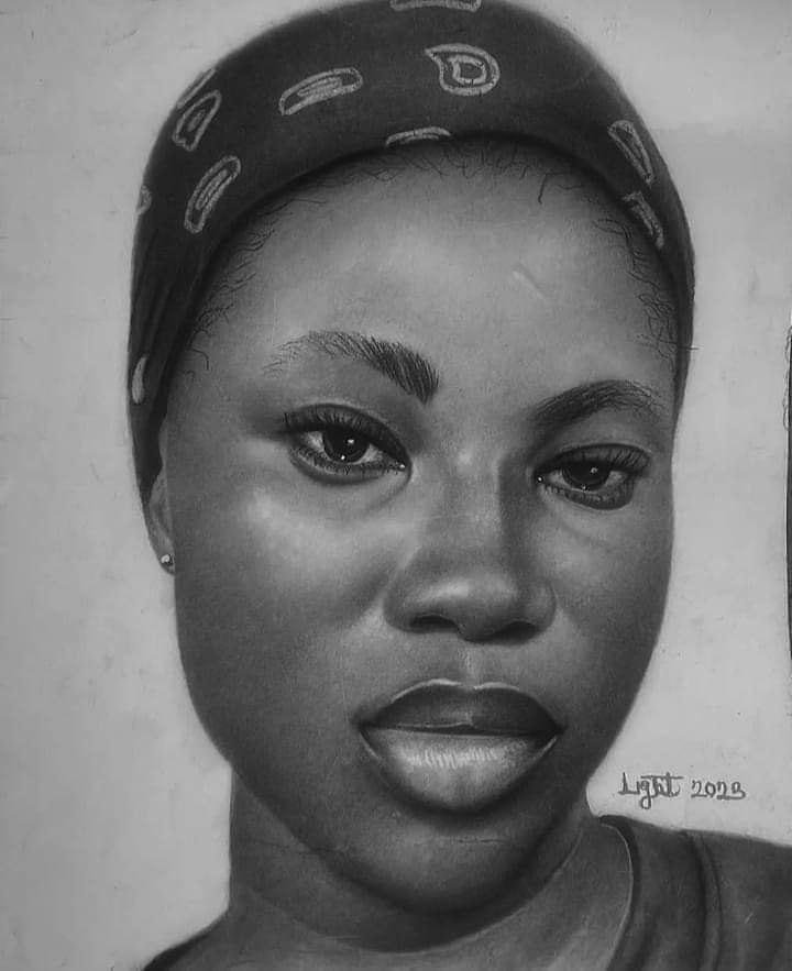 A young woman with a bandana, her direct gaze communicating quiet resilience and self-possession.