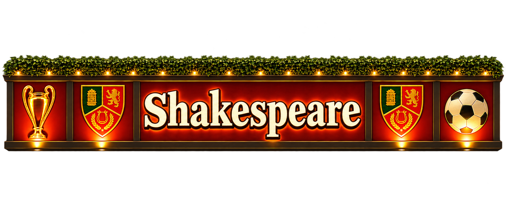 Illuminated Shakespeare Gastropub sports banner sign