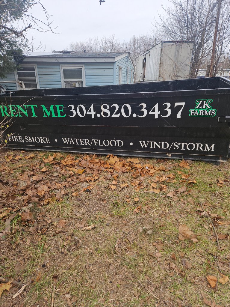 ZK Dumpster on site - side view