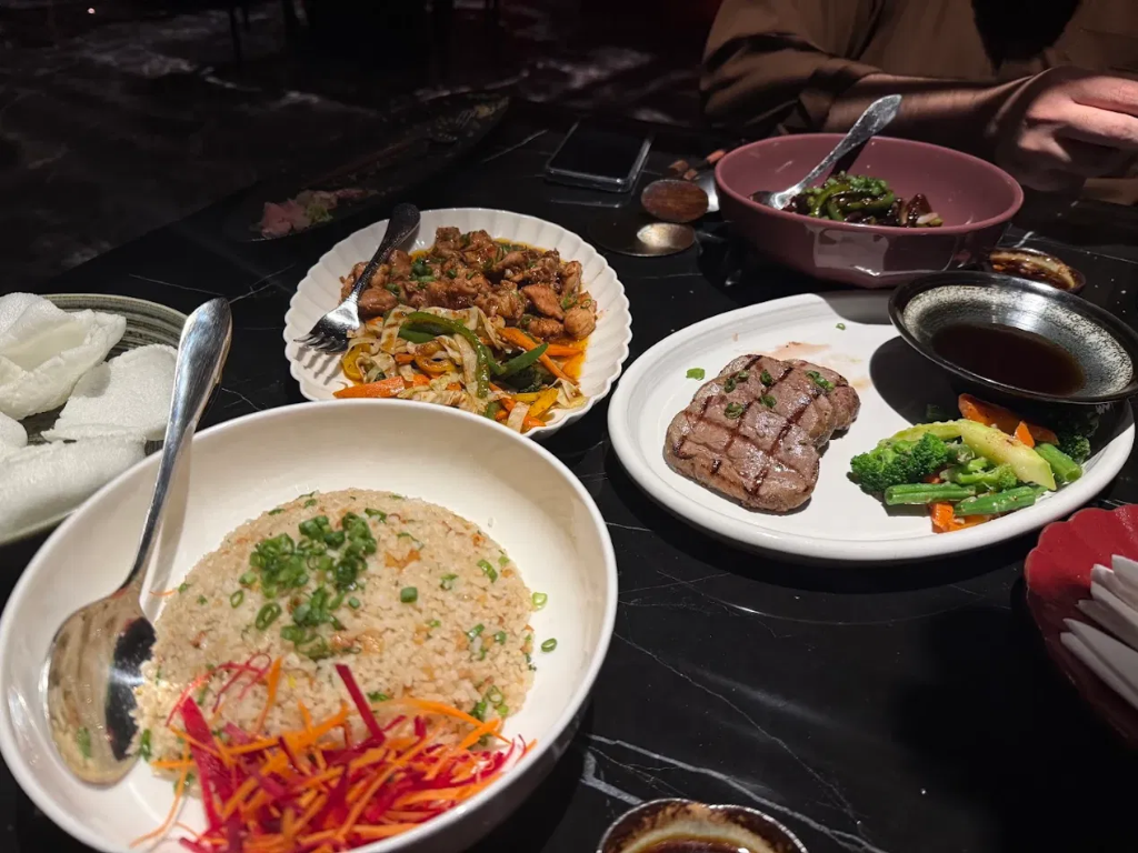 Assorted Japanese dishes spread