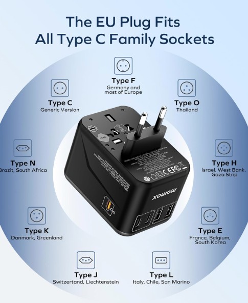 Universal travel adapter view 2