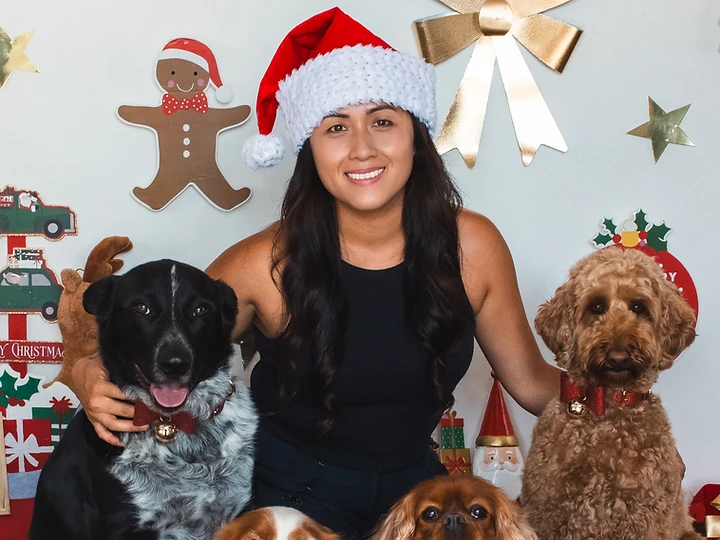 Fion with three dogs