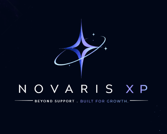 Novaris XP logo with supernova mark and tagline