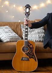 Close-up of an acoustic guitar