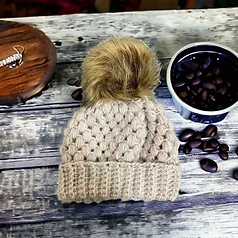 Chunky Tan Bobble Beanie