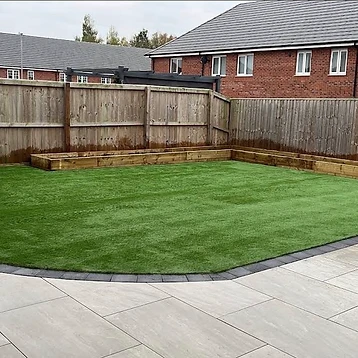 Patio, Turf & Raised Beds — Landscaping project by JMB Design. Build & Driveways in Colne, Lancashire