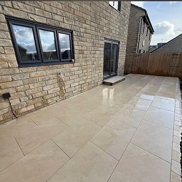 Sandstone Patio & French Doors — Patios project by JMB Design. Build & Driveways in Colne, Lancashire