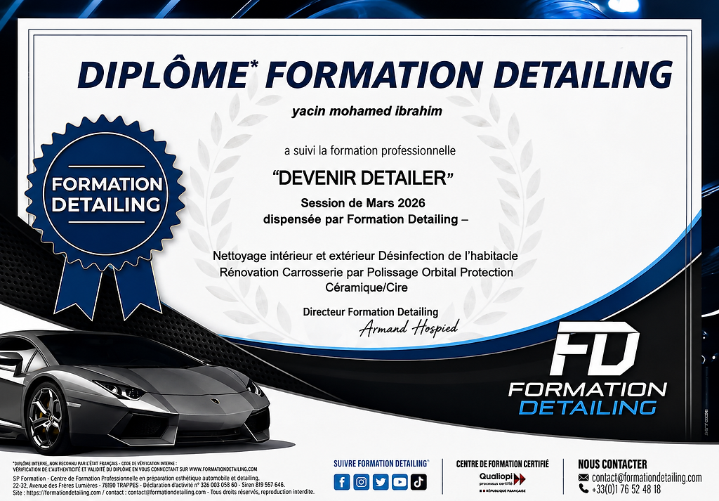 Diplôme Formation Detailing — Yacin Mohamed Ibrahim