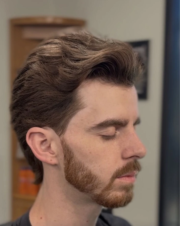 El Navajón haircut — textured top with beard shaping