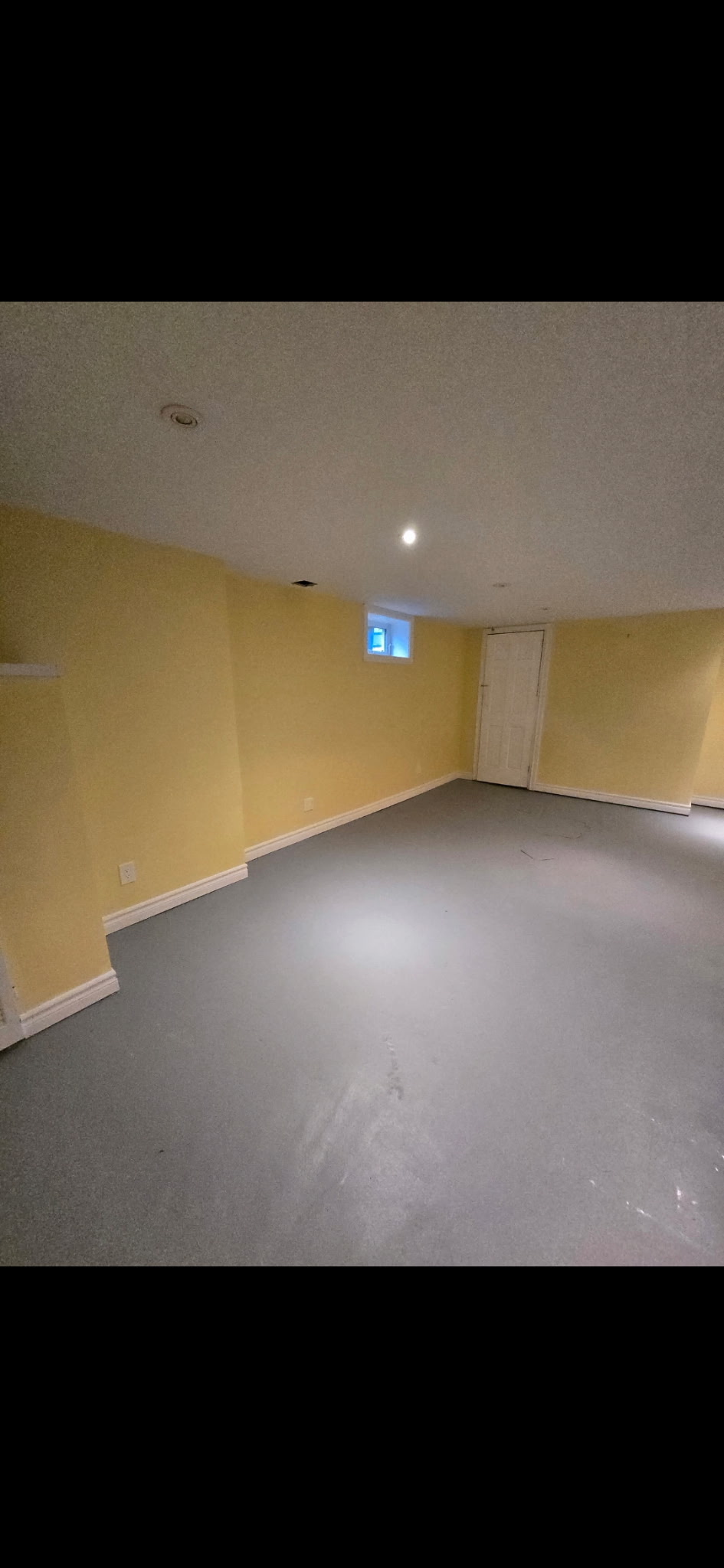 Finished basement renovation, bright and clean