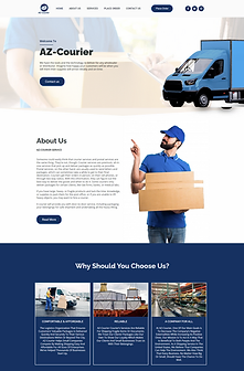 Logistics brand website with a deep navy palette and cutout product imagery