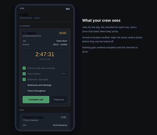 Crew mobile screen