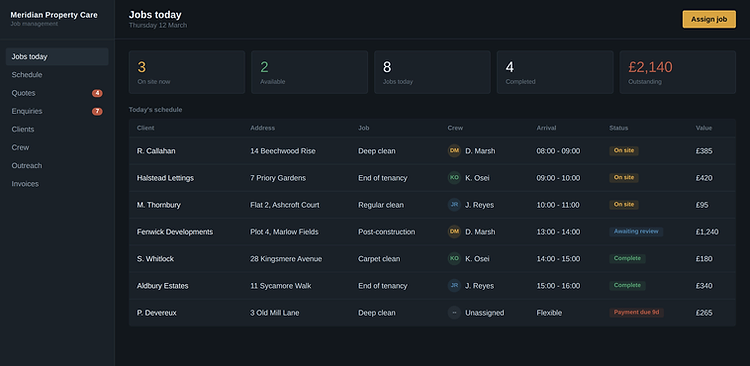 Job tracker screen