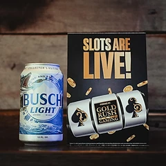Cold canned beverages and slots sign at Winner's Circle Gaming Lounge