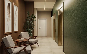 Hall de entrada com dois elevadores