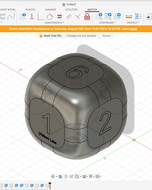 Rounded cube die — engraved, branded product model.