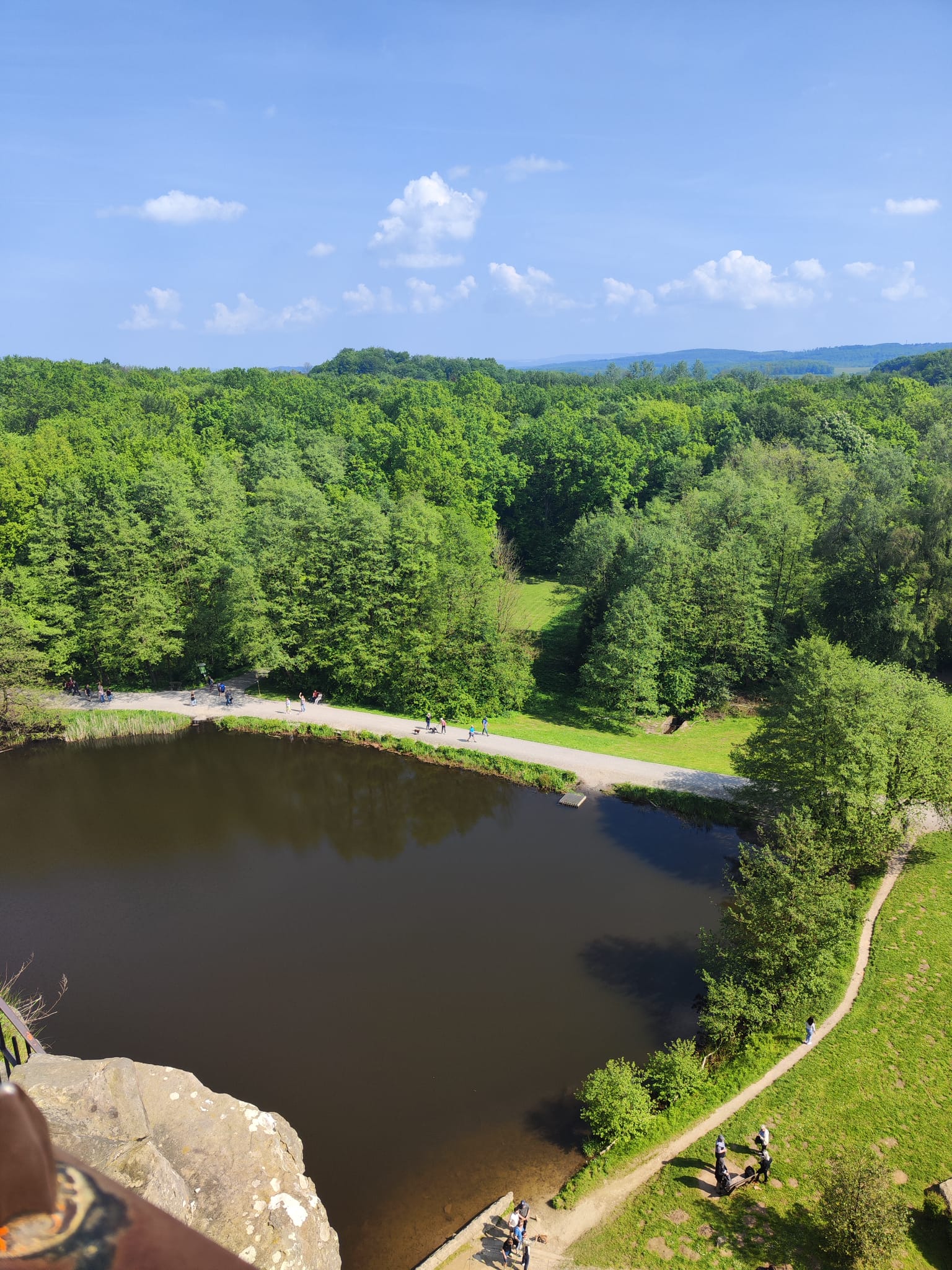 Das Panorama von oben – See und Wald so weit das Auge reicht