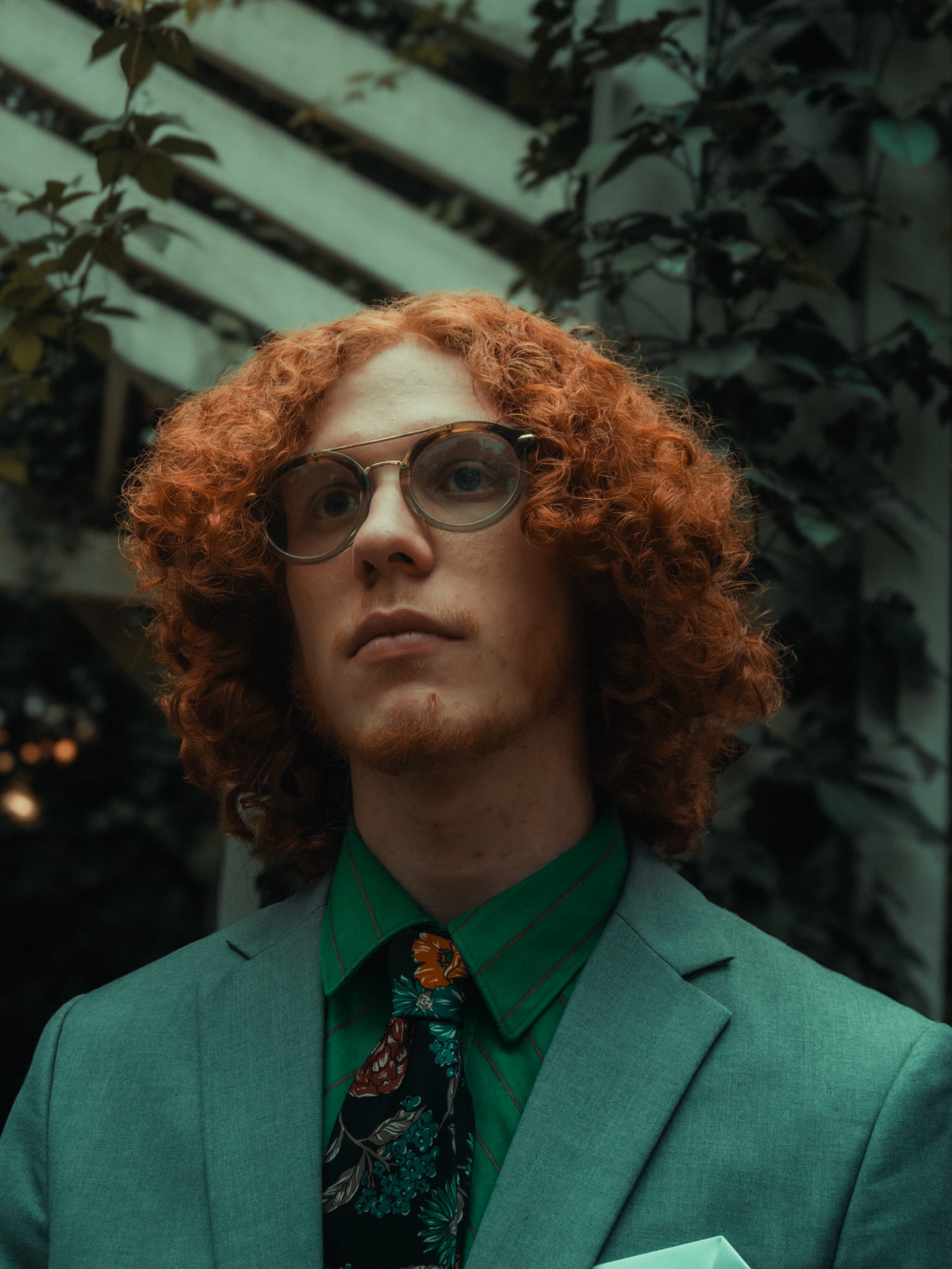 Editorial portrait — green suit